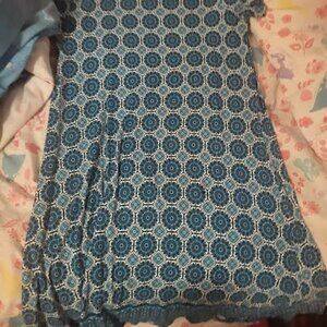 Womens St. John's Bay Short Sleeve Two Tone Teal and White Dress Size S